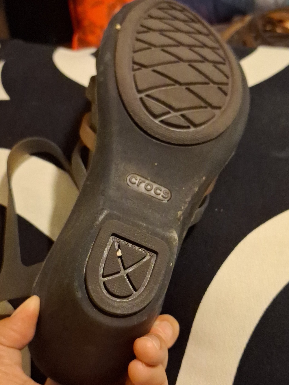 CROCS Brown and Tan Strappy Wedge Sandals - Picture 2 of 5